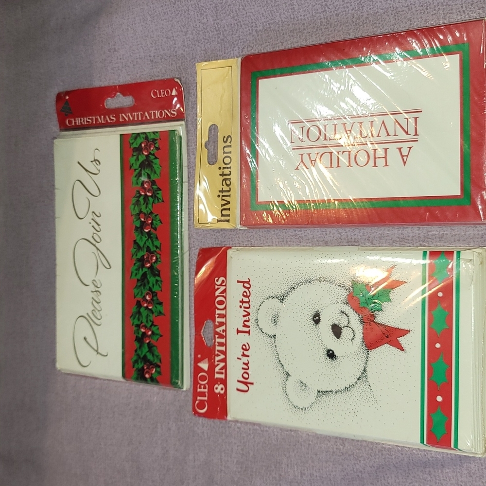 Lot of 3 (24 invitations) Holiday Theme Invitations
